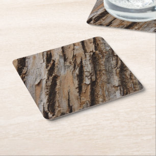 Dessous De Verre Carré Arbre écorce I Abstrait naturel texturé