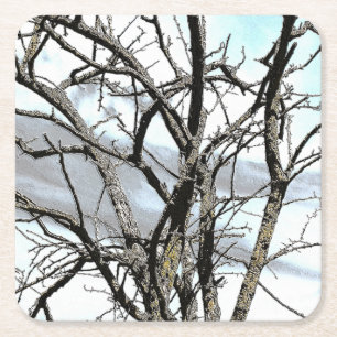 DESSOUS DE VERRE CARRÉ ARBRES