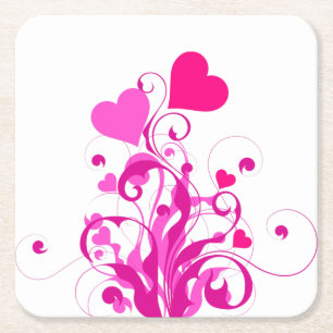 Dessous De Verre Carré Arbres de coeurs d'amour-25053