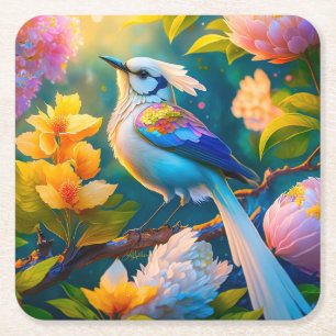 Dessous De Verre Carré Arc en arc-en-ciel Jay Imaginaire Bird