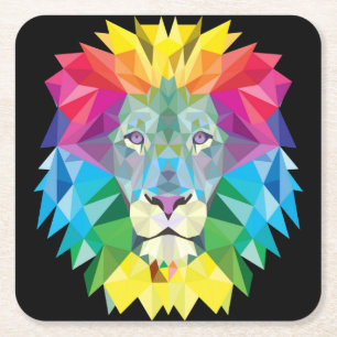 Dessous De Verre Carré Arc-en-ciel de lion