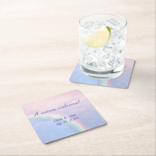Dessous De Verre Carré Arc en ciel d'espoir - pastel, mariage