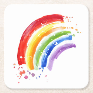 Dessous De Verre Carré Arc-en-ciel en aquarelle