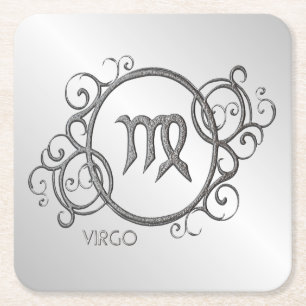 Dessous De Verre Carré Argent de conception de zodiaque de Vierge