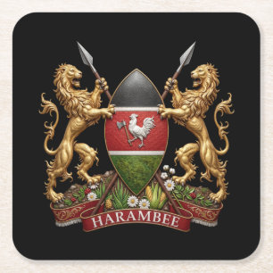 Dessous De Verre Carré Armoiries du Kenya symbole emblème drapeau du pays