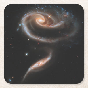 Dessous De Verre Carré Arp 273 Galaxies Interagissant En Andromède.