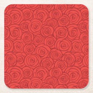Dessous De Verre Carré Arrière - plan abstrait de roses rouges