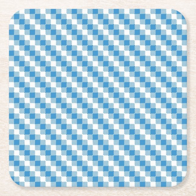 Dessous De Verre Carré arrière - plan Bleu-blanc de carrés (Devant)
