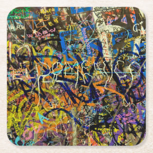 Dessous De Verre Carré Arrière - plan de graffiti