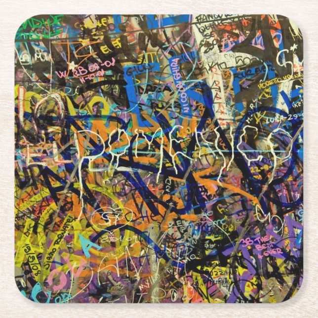Dessous De Verre Carré Arrière - plan de graffiti (Devant)