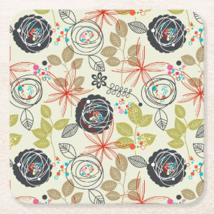 Dessous De Verre Carré Arrière - plan floral 2