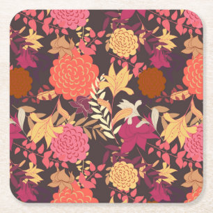 Dessous De Verre Carré Arrière - plan floral 2