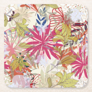 Dessous De Verre Carré Arrière - plan floral 6