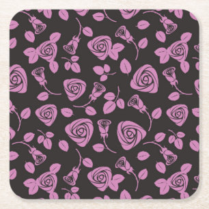 Dessous De Verre Carré Arrière - plan rose floral