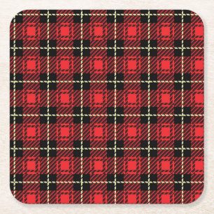 Dessous De Verre Carré Arrière - plan rouge de plaid