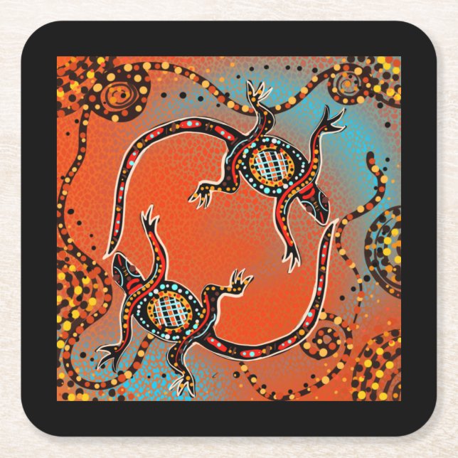 DESSOUS DE VERRE CARRÉ ART AUSTRALIEN (Devant)