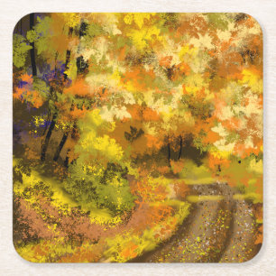 Dessous De Verre Carré Art Automne Abstrait