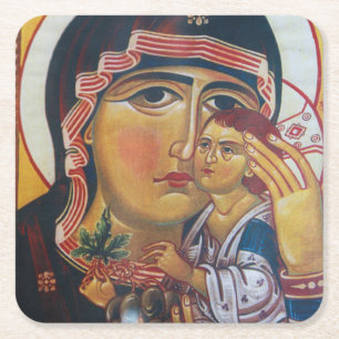 Dessous De Verre Carré Art de Marie Mère et Jésus