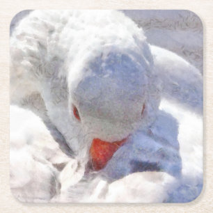 Dessous De Verre Carré Art de prédiction du canard blanc