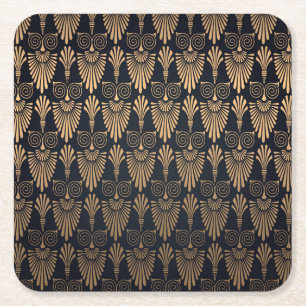 Dessous De Verre Carré Art Déco Black Gold : Retro.
