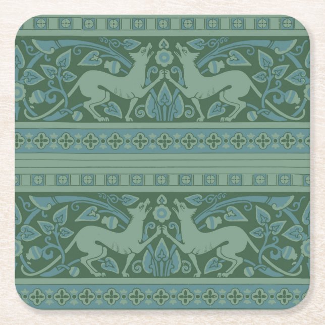Dessous De Verre Carré Art Déco Nouveau Chien Nature Motif animal (Devant)