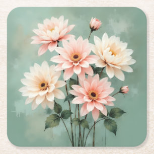 Dessous De Verre Carré Art Élégant Chrysanthème Rose