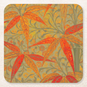 Dessous De Verre Carré Art en bambou terrestre Imprimer orange