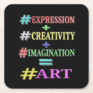 Dessous De Verre Carré "ART EQUATION" Mignonne Expression Design. Command