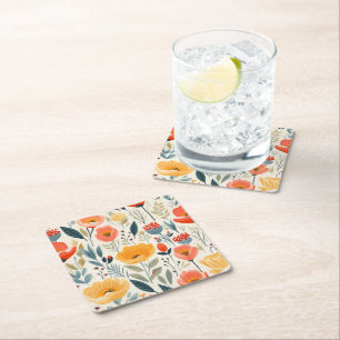 Dessous De Verre Carré Art Fleur Coloré