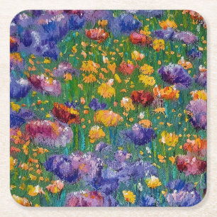Dessous De Verre Carré art impressionniste, champ de fleurs