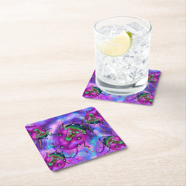 DESSOUS DE VERRE CARRÉ ART LADYBUG (En situation)