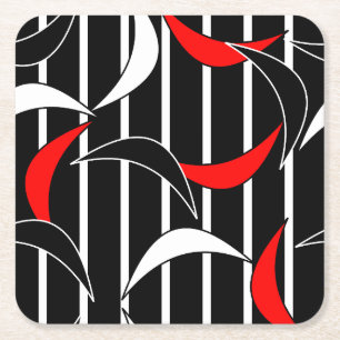Dessous De Verre Carré Art moderne noir, blanc, rouge