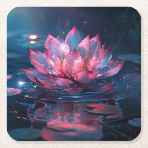 Dessous De Verre Carré Art numérique à fleurs Lotus