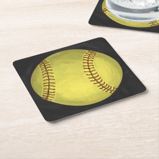 Dessous De Verre Carré Art Softball Peint (Incliné)