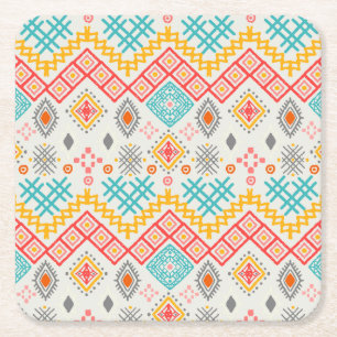 Dessous De Verre Carré Art tribal : imprimé géométrique boho.