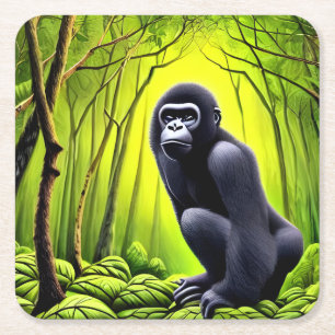Dessous De Verre Carré Artsy Abstrait Jungle Gorilla