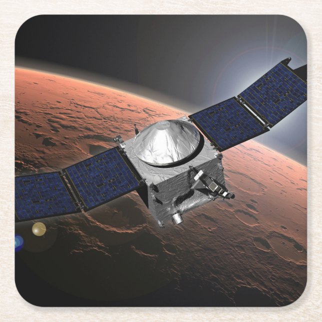 Dessous De Verre Carré Atmosphère Mars Et Mission D'Évolution Volatile. (Devant)