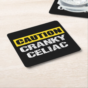 Dessous De Verre Carré Attention Cranky Celiac Funny Signal d'avertisseme