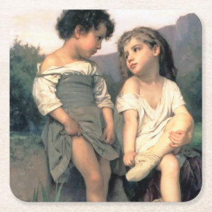 Dessous De Verre Carré Au bord du ruisseau, Bouguereau