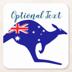 Dessous De Verre Carré Australie Kangaroo & Drapeau