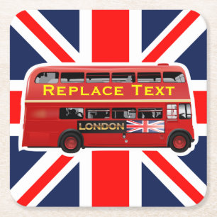 Dessous De Verre Carré Autobus à  impériale rouge de Londres