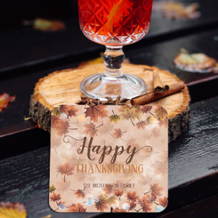 Dessous De Verre Carré Automne Automne Bon thanksgiving Feuille Brown