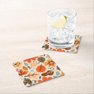 Dessous De Verre Carré Automne Feuilles de papier Dessous de verre