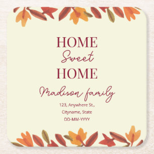 Dessous De Verre Carré Automne Maison Sweet Maison ouverte Ménage