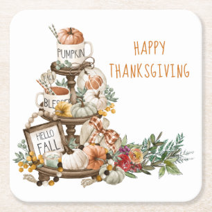 Dessous De Verre Carré Automne Russe Bon thanksgiving Citrouille