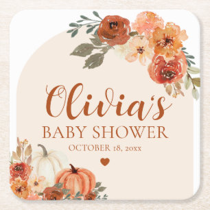 Dessous De Verre Carré Automne Un Peu Citrouille Automne Baby shower Flor