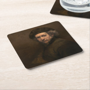 Dessous De Verre Carré Autoportrait de Rembrandt : Peintre de l'Âge d'or 