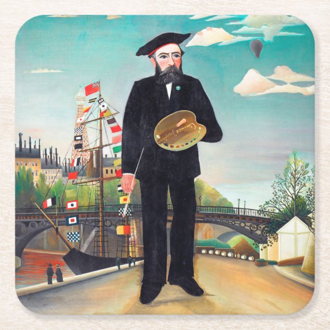 Dessous De Verre Carré Autoportrait, Paysage, Rousseau (Devant)