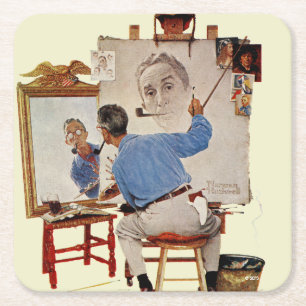 Dessous De Verre Carré Autoportrait triple