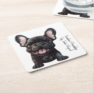 Dessous De Verre Carré Avec un texte personnalisé, 🐶 chiot Frenchie